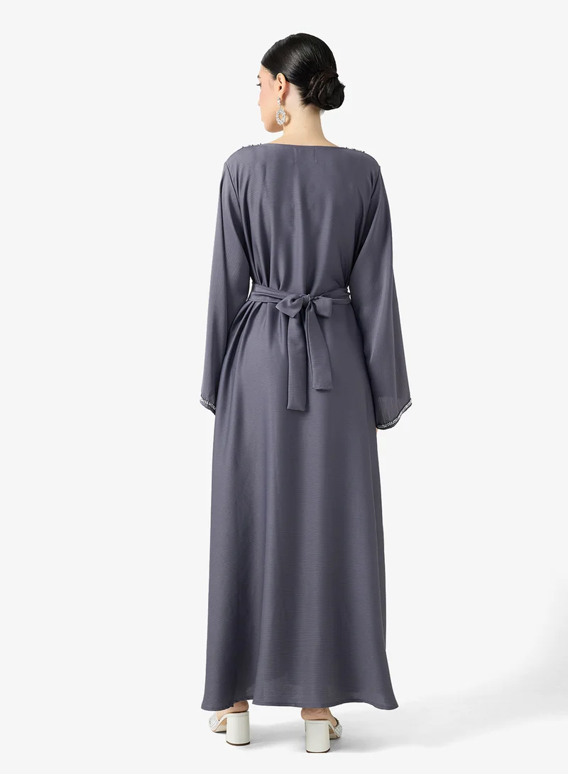hayas closet  Embellished Belted Jalabiya for Women | Best Price UAE